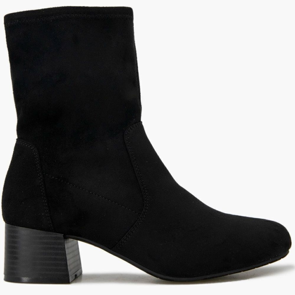 Kenneth Cole Reaction Raleigh Block Heel Ankle Bootie Black Faux Suede 7.5